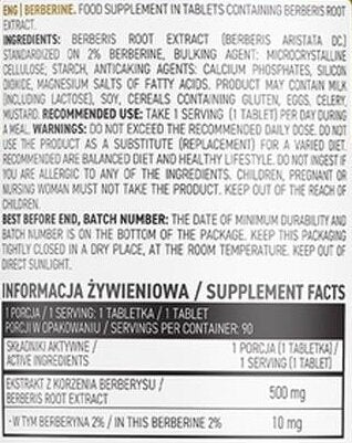 Berberină 500 mg 90 tablete