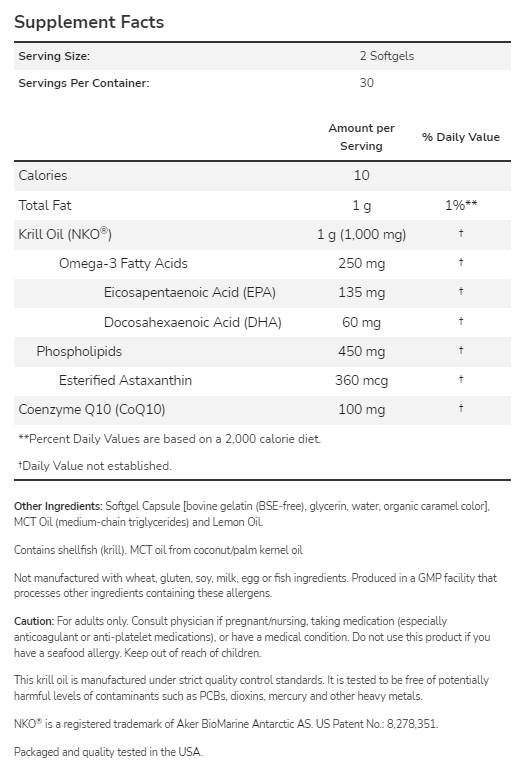 Krill & Coq10 | Combinație cardiovasculară superioară - 60 capsule de gel