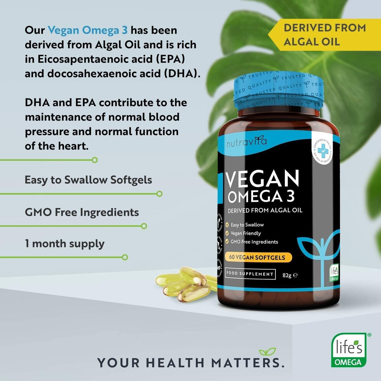 Vegan Omega 3 - 2000 mg /60 capsule de gel vegan/