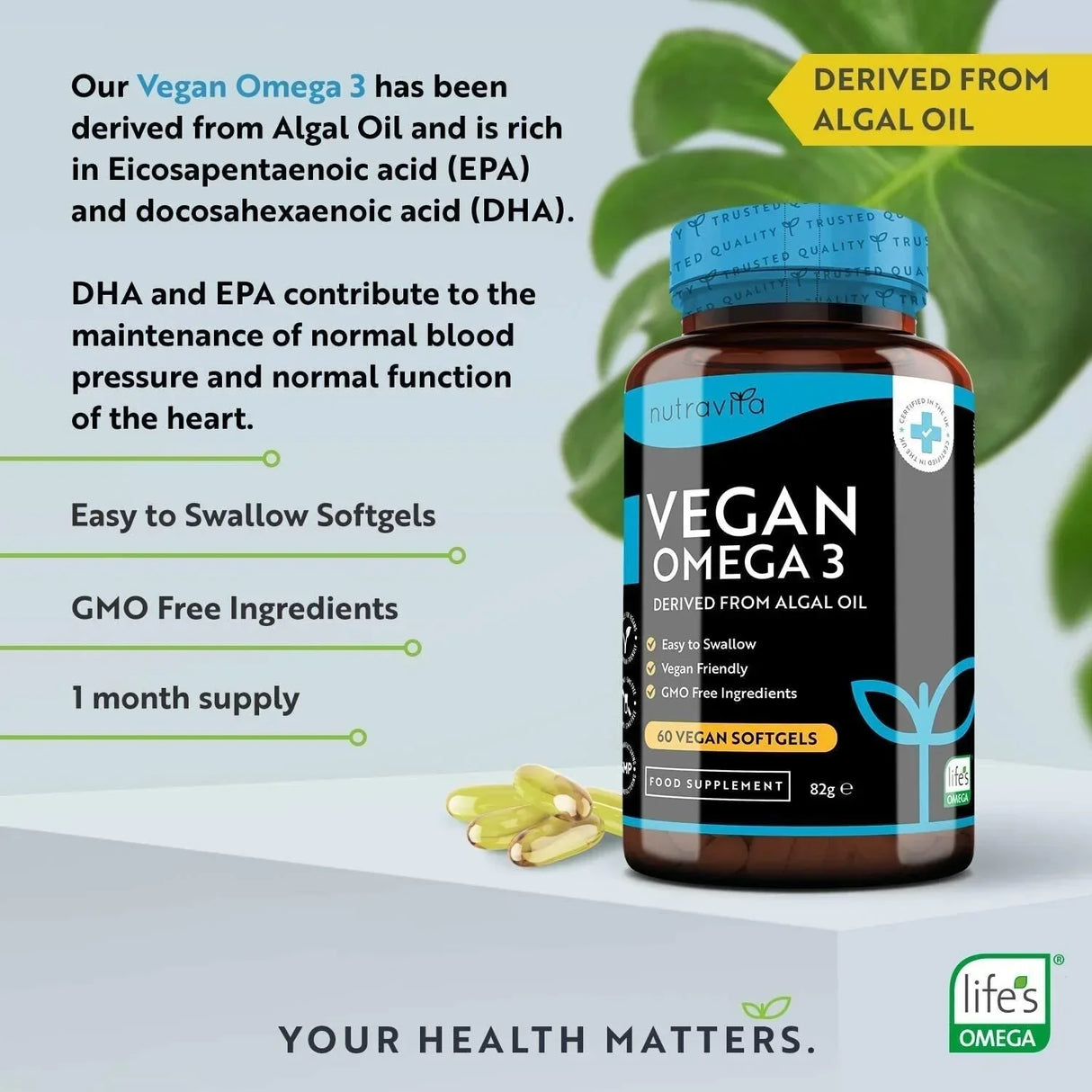Vegan Omega 3 - 2000 mg /60 capsule de gel vegan/