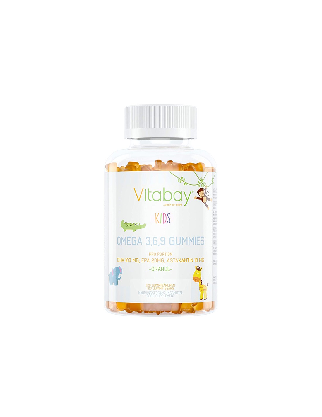 Omega-3-6-9 pentru copii (cu astaxantină și colină), 120 de capsule moi cu aromă de portocale