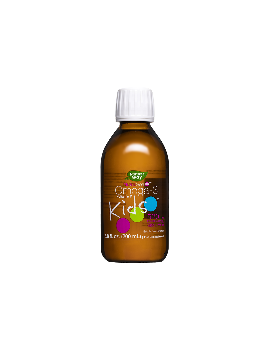 Omega-3 + vitamina D3 pentru copii - NutraSea Kids - Formula lichida foarte digerabila, 200 ml, cu aroma de guma