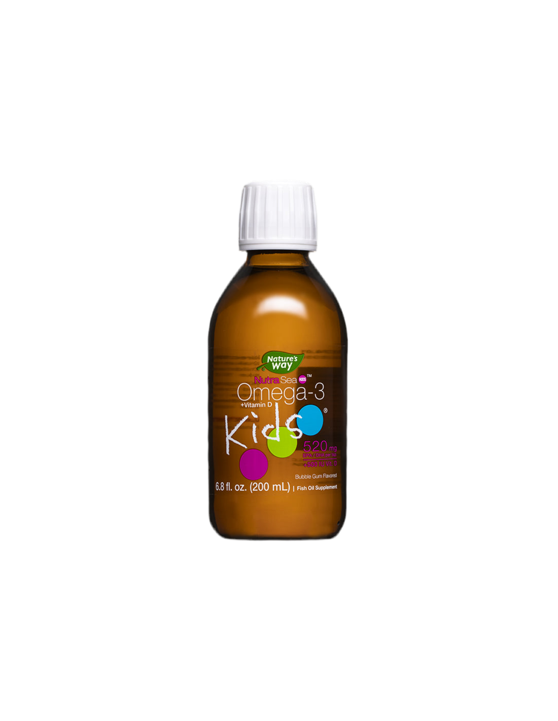 Omega-3 + vitamina D3 pentru copii - NutraSea Kids - Formula lichida foarte digerabila, 200 ml, cu aroma de guma