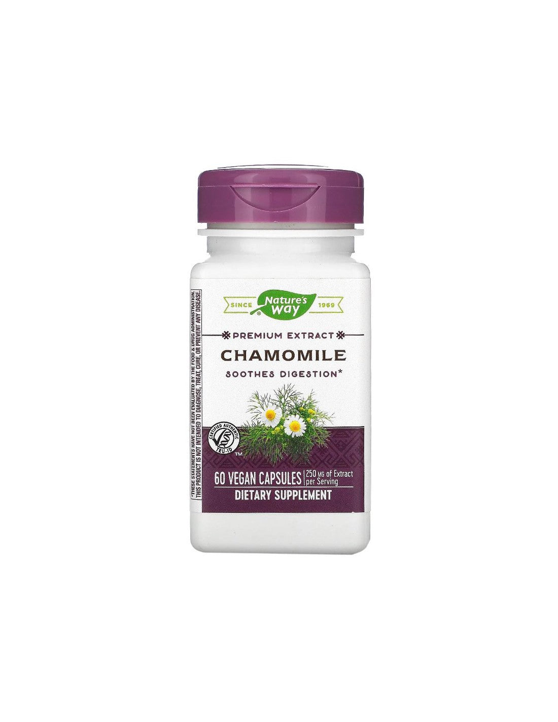 Mușețel - extract premium - Pentru tulburări nervoase și stomacale, 325 mg, 60 capsule