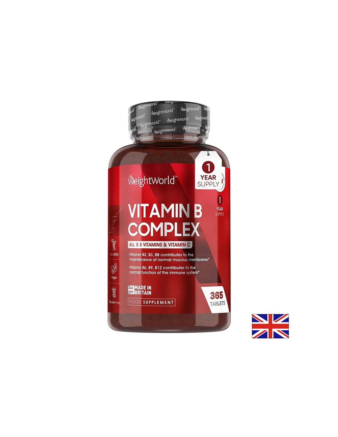 Imunitate si energie - Vitamina B-Complex + Vitamina C, 365 comprimate - Vitamina B complex