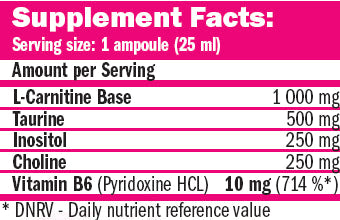 CarniSlim ® Lipotropic 25 ml. / 20 Amperi. - 0.500 kg