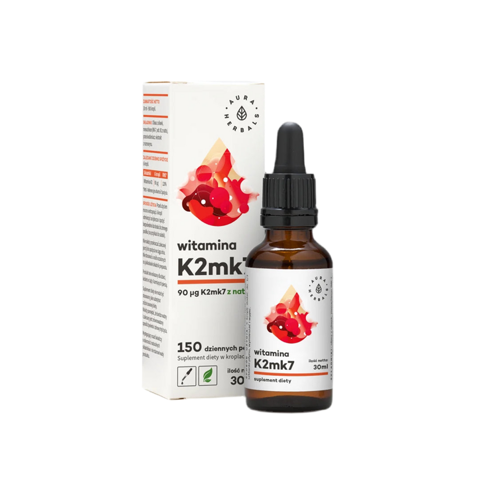 Îmbunătățește densitatea osoasă - Vitamina K2 (MK7), 30 ml picături Aura Herbals