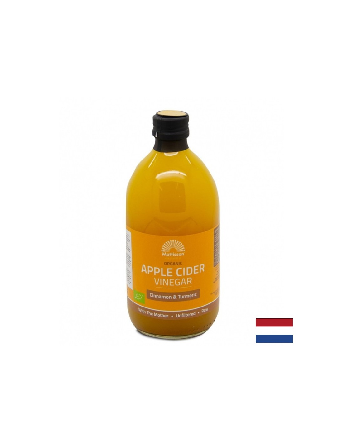 Otet de mere cu scortisoara si turmeric Organic, 500 ml Mattisson Healthstyle