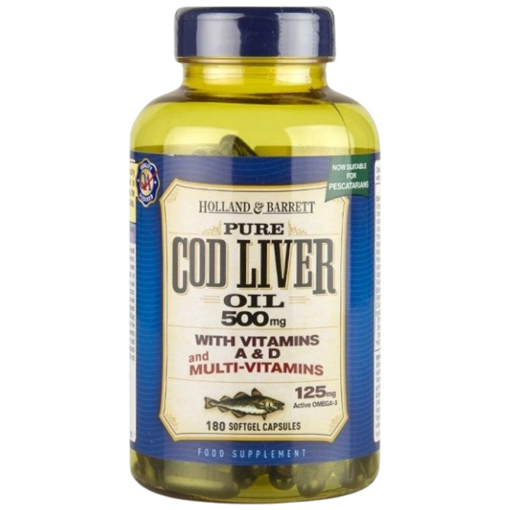 Ulei de ficat de cod 500mg | Cu Multi Vitamine - 180 capsule de gel