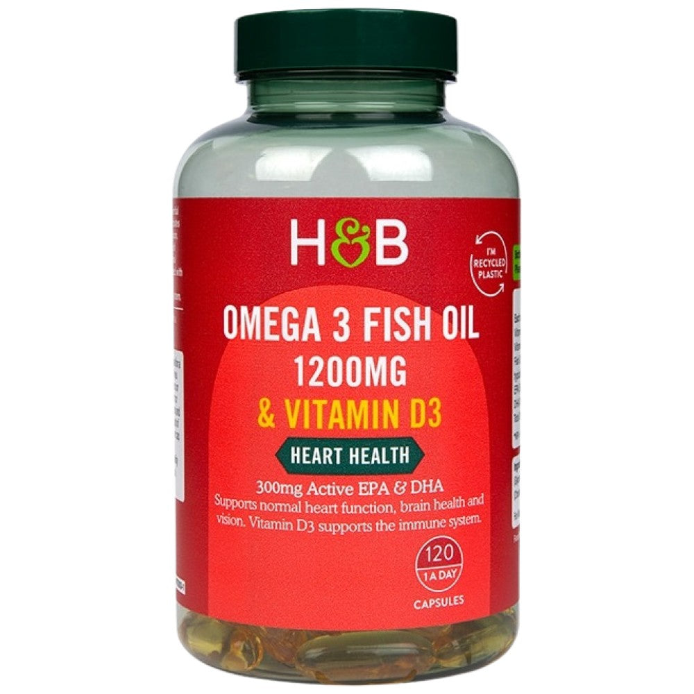 Ulei de pește Omega 3 1200 mg și Vitamina D3 - 120 capsule de gel