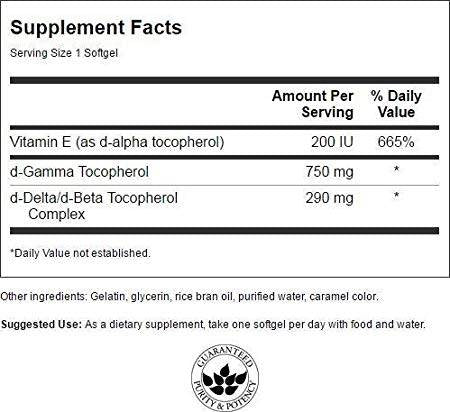 Gamma Tocoferol cu ​​rezistență maximă 30 capsule de gel