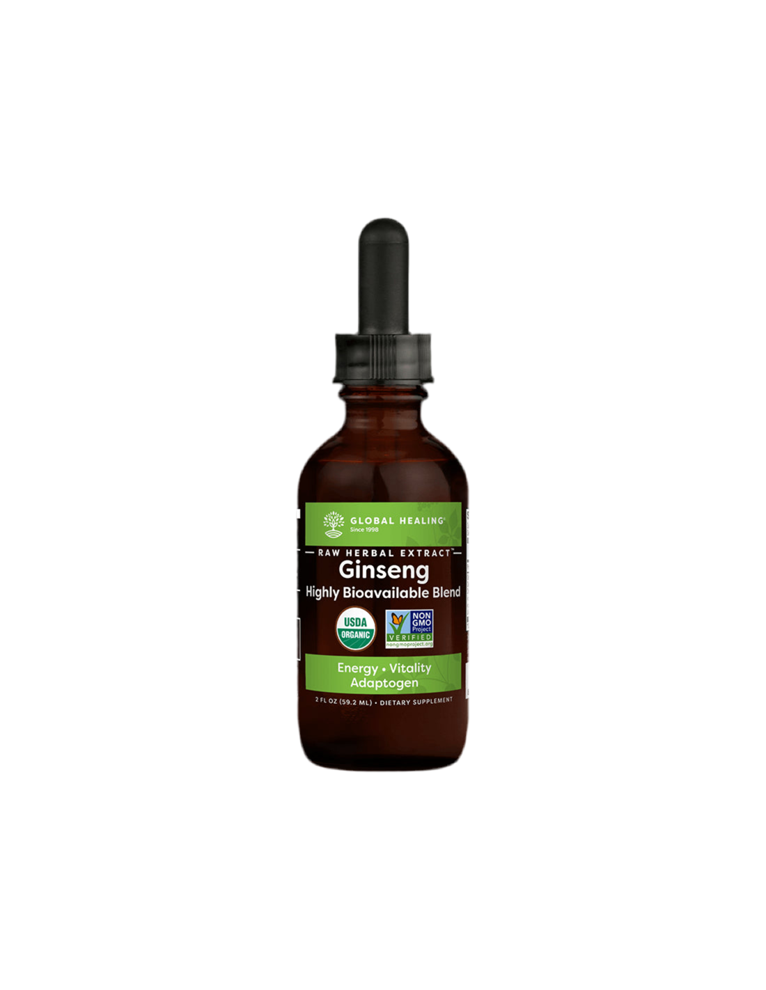 Amestec de plante energizante împotriva stresului și oboselii - Cu ginseng coreean și siberian, Ashwagandha și Maca, 59,2 ml Global Healing