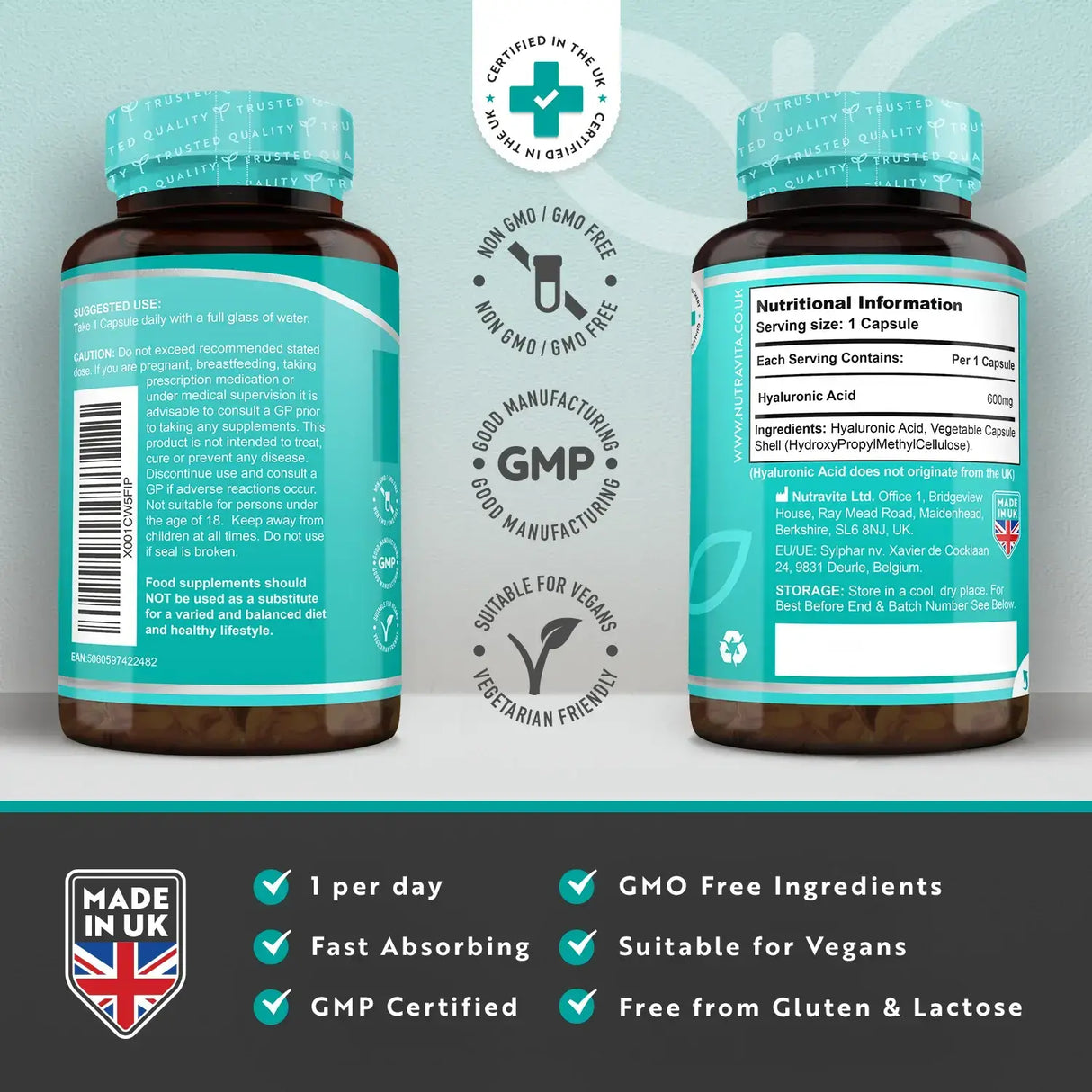 Acid Hialuronic 600 mg / Acid Hialuronic 600 mg / 90 capsule, 90 zile/ Nutravita