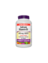 Calciu 600 mg + Vitamina D3 400 UI - Sistemul osos și muscular, 90 capsule moi lichide Webber Naturals