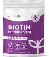 Biotină + Seleniu + Zinc tablete pentru piele, păr și unghii – 365 tablete vegane timp de 1 an Nutravita