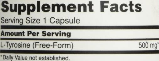 L-tirozină 500 mg - 120 capsule