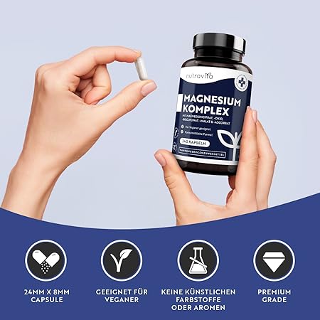Complex de magneziu – 240 capsule cu concentratie mare – Vegan – Nutravita