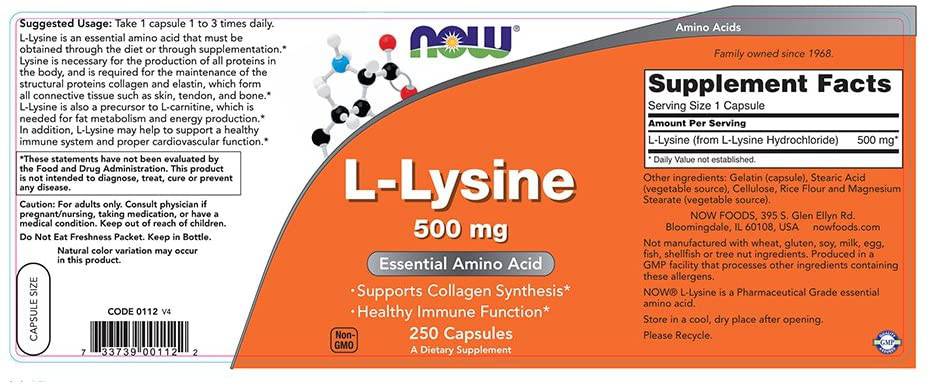 L-Lizină 500 mg - 250 capsule