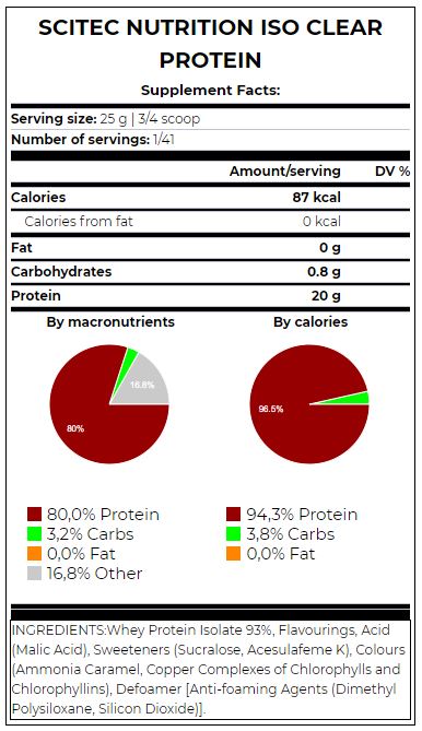 Proteine ​​Iso Clear - 1,025 kg