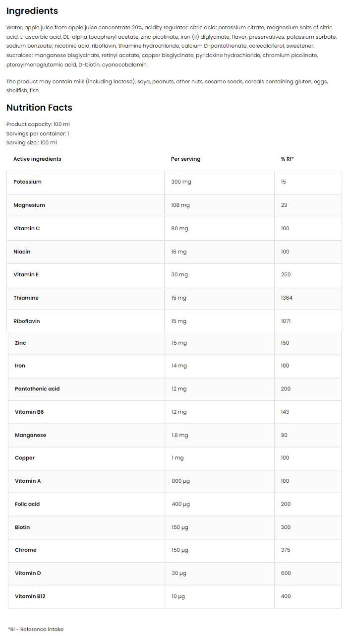 Vit&amp;Min Shot | Formula multivitamine si minerale - 25 x 100 ml