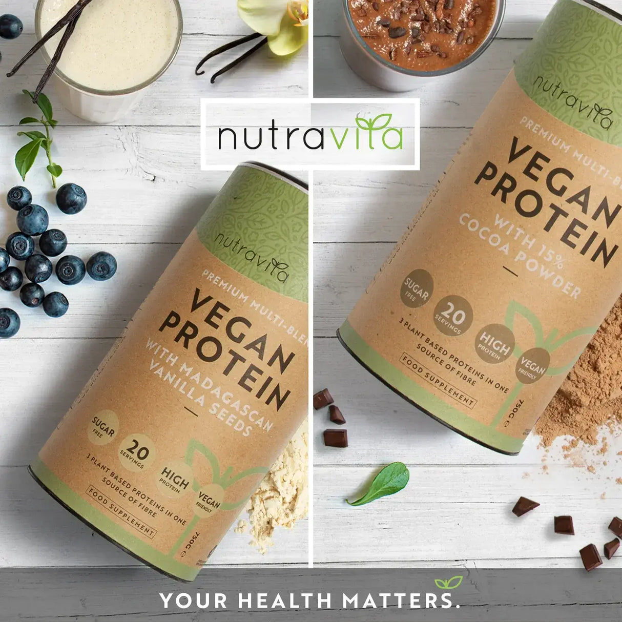 Proteine ​​Vegane + Enzime - 750 g (Ciocolata) Nutravita