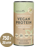 Proteine ​​Vegane + Enzime - 750 g (Vanilie) Nutravita