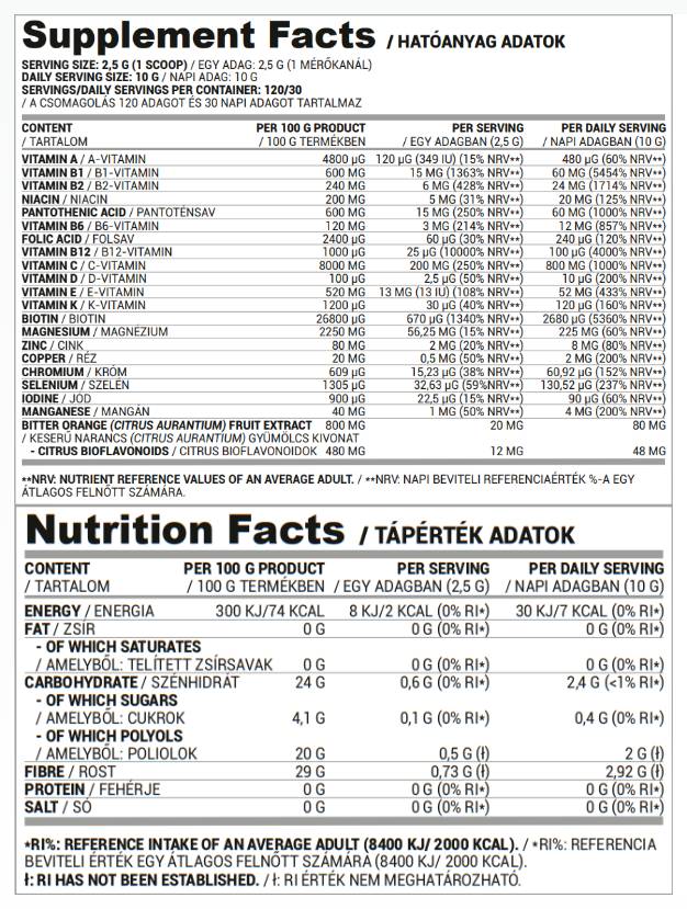 Pulbere multiplă | Cu vitamine și minerale - 300 de grame