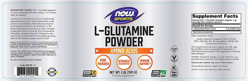 L-glutamină pudră - 454 grame