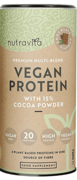 Proteine ​​Vegane + Enzime - 750 g (Ciocolata) Nutravita