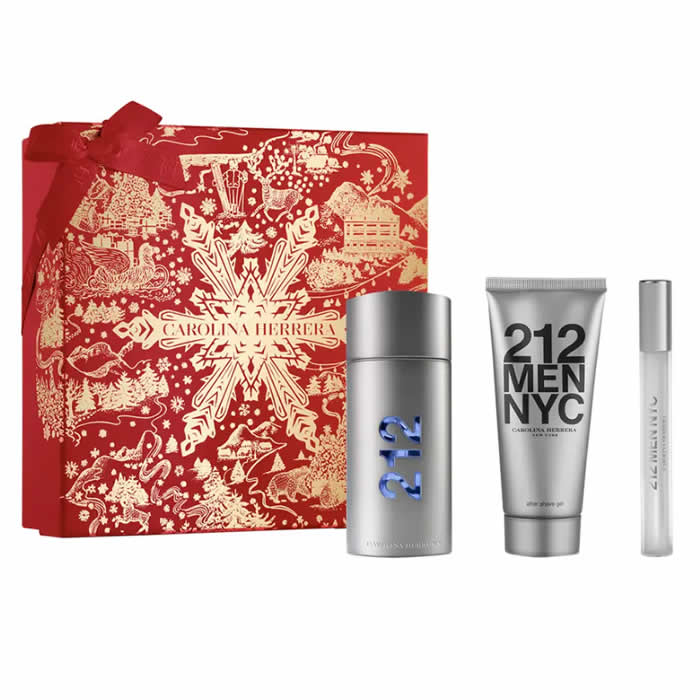 Carolina Herrera 212 Men Eau De Toilette Spray 100ml Set 3 Bucuri