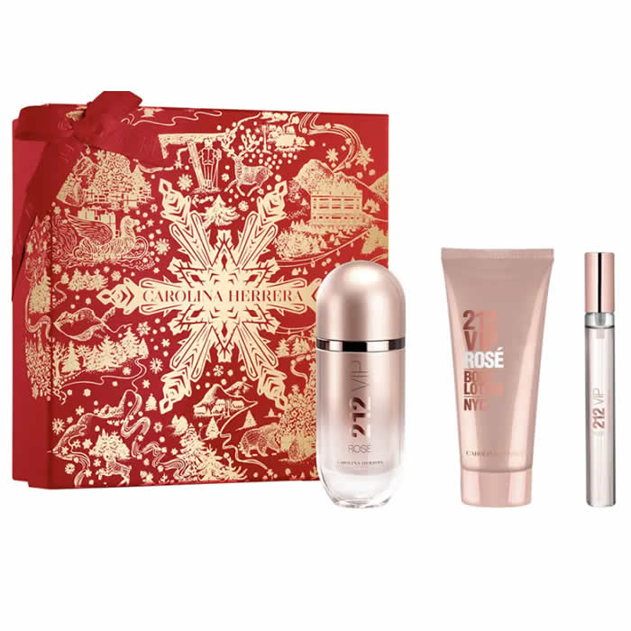 Carolina Herrera 212 Vip Rose Eau De Parfum Spray 80ml Set 3 Bucuri