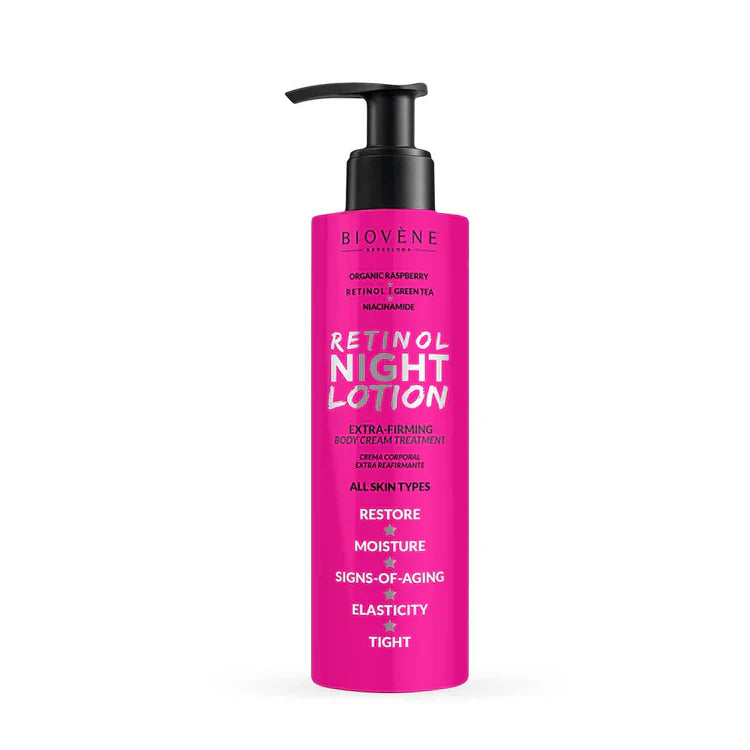 Loțiune de corp de noapte cu retinol și efect extra-fermitate, zmeură 200 ml