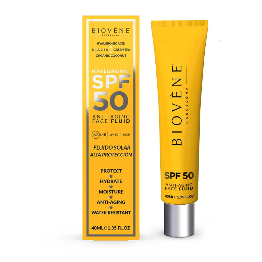 Protecție solară hidratantă SPF 50 cu acid hialuronic anti -îmbătrânire - 40 ml