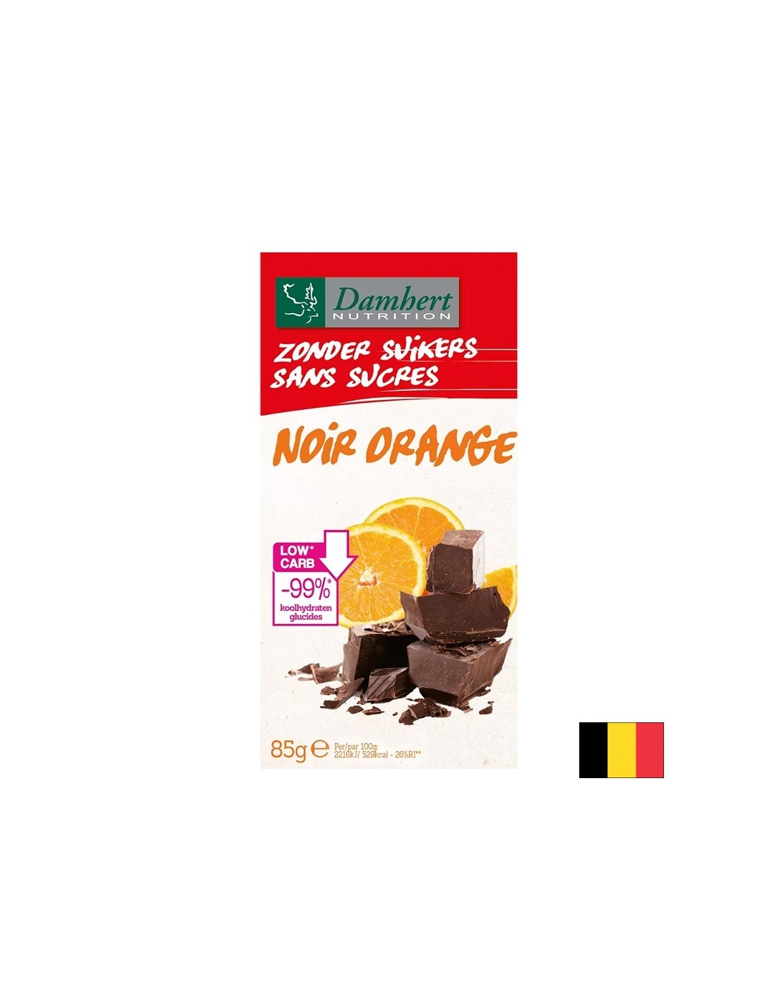 Ciocolată neagră cu portocale (fără zahăr), 85 g