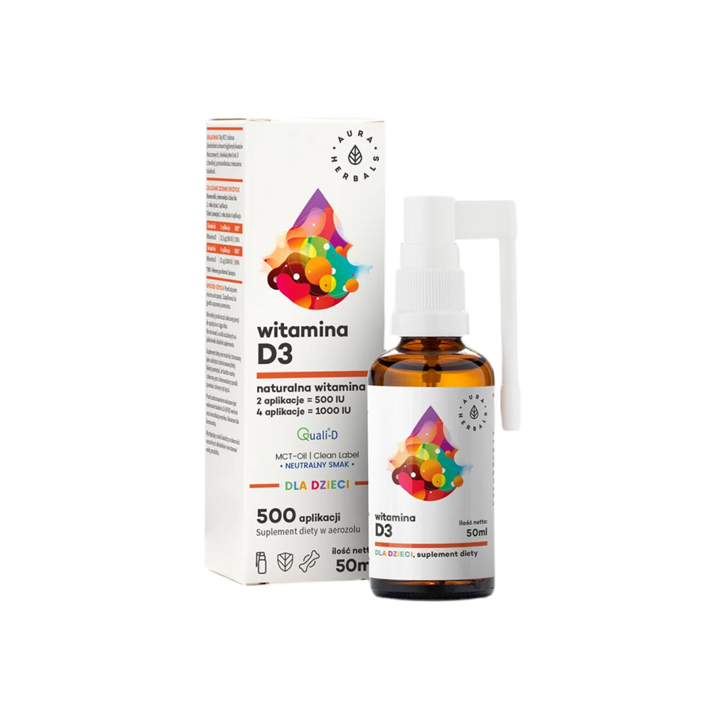 Îngrijirea oaselor și imunitate puternică - Vitamina D3 pentru copii și adulți, Spray de gură, 50 ml Aura Herbals
