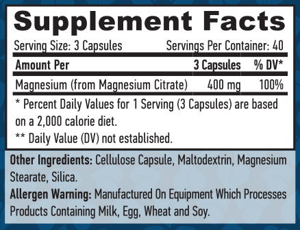 Citrat de magneziu 400 mg / 120 Vcaps