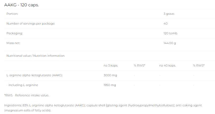 Capsule AAKG 1000 mg - 120 capsule