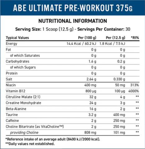 ABE - All Black Everything | Ultimate pre-antrenament - 375 grame