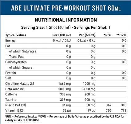 ABE Shot | All Black Everything Pre-antrenament - 12 x 60 ml