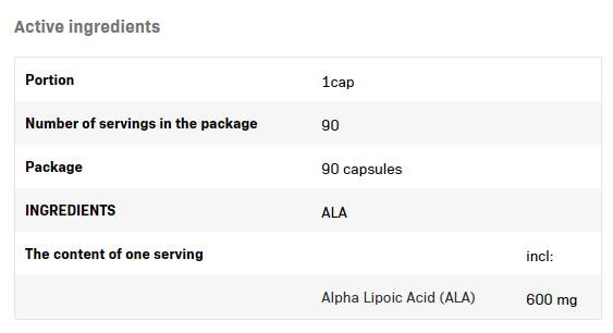 ALA / acid alfa lipoic 600 mg - 90 capsule