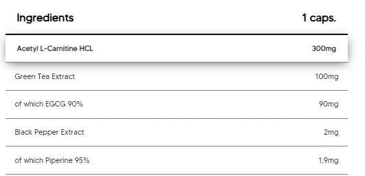 ALC + GT90 | Acetil L-carnitină și extract de ceai verde cu 90% EGCG - 100 capsule
