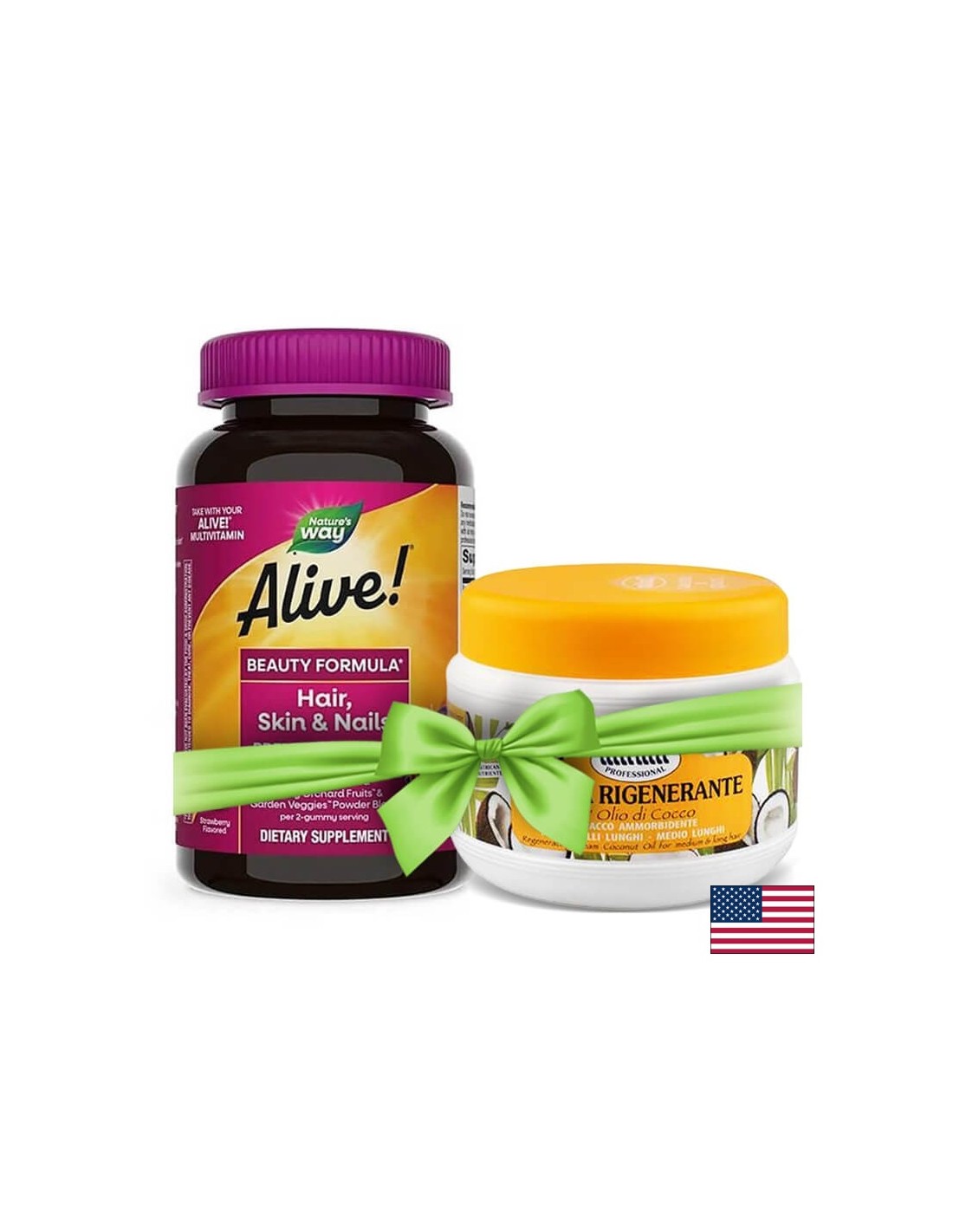 În viaţă! Păr, piele și unghii Multivitamin Gummy Premium Formula / Alive! Păr, piele și unghii - Formula premium, 60 tablete de gel Nature's Way