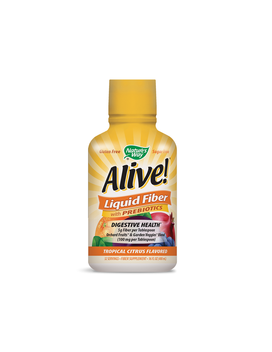 Fibre lichide cu prebiotice Alive - Alive! Fibre lichide cu prebiotice, 480 ml, 32 doze (aromă de citrice)