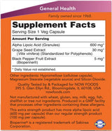 Acid alfa lipoic 600 mg / Extra Putere - 120 capsule