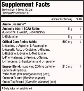 Energie amino decanat | cu cafeină adăugată - 360 de grame