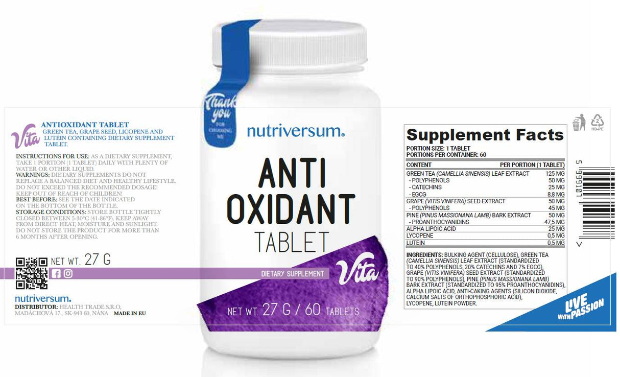 Tableta antioxidantă | Formula antioxidantă 60 tablete