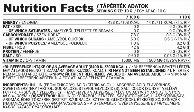 Aqua+ | Pudră de băutură răcoritoare cu vitamina C și inulină - 10 grame