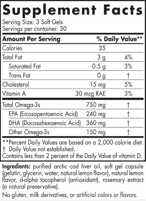 Ulei de ficat de cod arctic 750 mg - 90 capsule de gel
