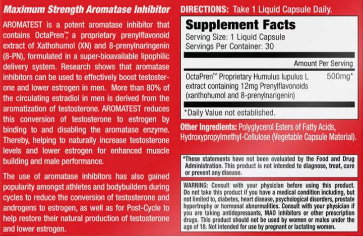 Aromatest - OctaPren 500 mg | Inhibitor de aromatază cu putere maximă - 30 capsule de gel
