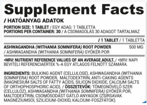 Ashwagandha 500 mg - 30 comprimate